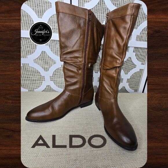 Aldo Women's Aoadien Cognac Low Heel Boots Size 8 - Picture 1 of 10
